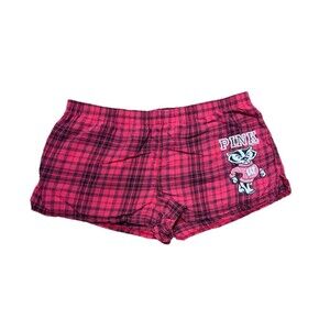 Victoria's Secret PINK X 5th Ocean Collegiate Wisconsin Reds Badger Flannel Shor